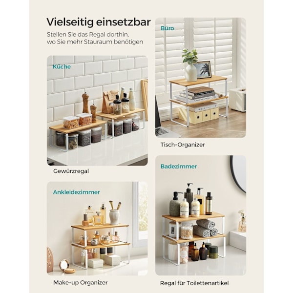 Rootz 2-delad tårtställ - Cupcakeställ - Dessertdisplay - Metall- och trämaterial - Molnvit-Naturlig Beige - 19,5 cm x 29,7 cm x 15,5 cm - 18,5 cm x 2