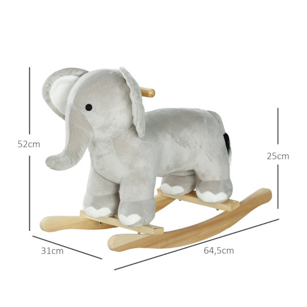 Rootz Elephant gungleksak - Rocker - Ridleksak för barn - Säker design - 64,5L x 31W x 52H cm
