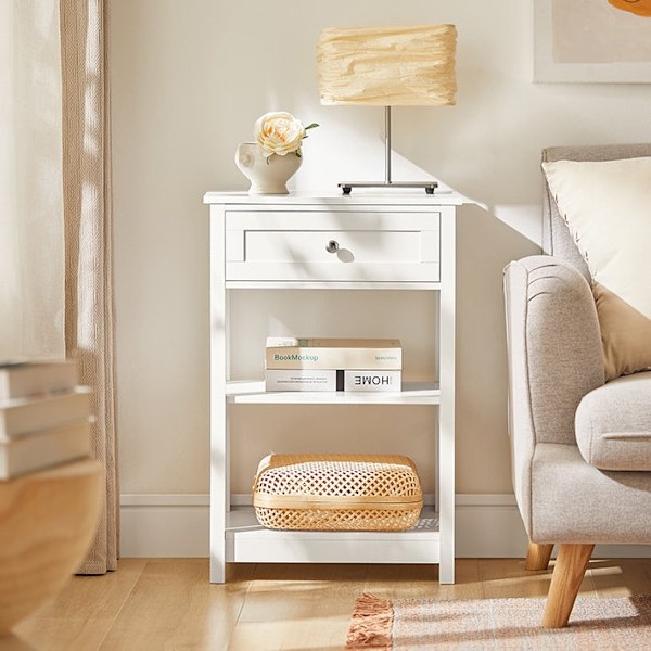 Rootz Modern Sengebord - Sidebord - Natbord - Kompakt design - Alsidig brug - Rigelig opbevaring - 45 cm x 68 cm x 29 cm