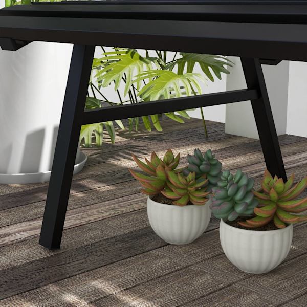 Rootz Garden Bench - Park -penkki - ulkotilojen ulkotiloissa - sääkestävä alumiini - 123 x 67 x 79 cm - musta