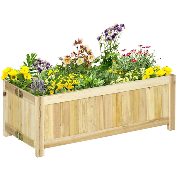 Rootz Planter - Hopfällbar upphöjd säng - Massivt trä - Väderbeständig - Naturlig - 70cm x 30cm x 25cm