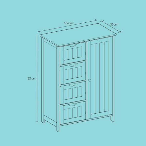 Rootz badeværelse skab - smalt sideskab - Laurel Grun - Fugtbestandig MDF - 30 cm x 55 cm x 82 cm