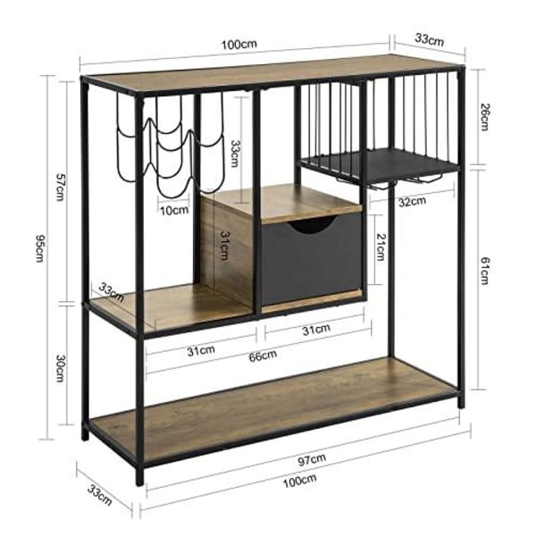 Rootz Industrial Style Kök Matsal Förvaring Hylla Sideboard Sido