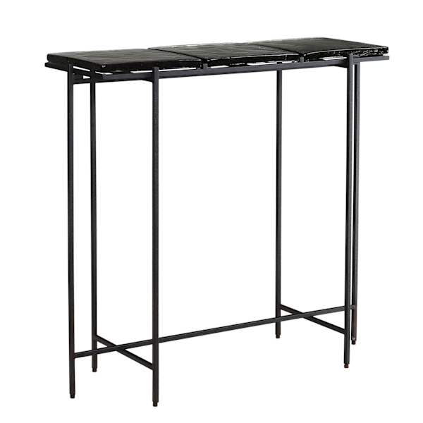 Rootz Modern Console Bord - Entrébord - Sofabord - Glasplade - Metalstel - Håndlavet - 90cm x 29cm x 85cm