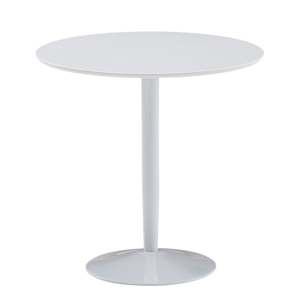 Rootz matbord runt 75x75x74 cm Litet köksbord vitt högblankt - Runt matsalsbord 2 personer - Modernt frukostbord kök - Litet matsalsbord