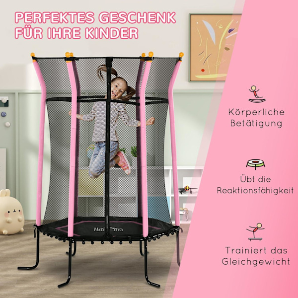 Rootzin lasten trampoliini - Kids Bouncer - Hyppamatto - Turvaverkko - Ø163,5 cm x 190cm - teräsrunko - pehmustettu - maksimikuorma 50 kg