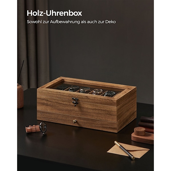 Rootz Watch Box - Organizer - Förvaringsväska - Massivt valnötsträ - 30cm x 20cm x 8cm