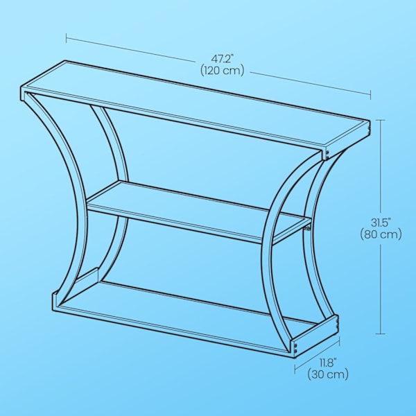 Rootz Flurt Console Table - Hallway Table - Entryway Table - Rumbesparende design - 120 cm x 30 cm x 80 cm