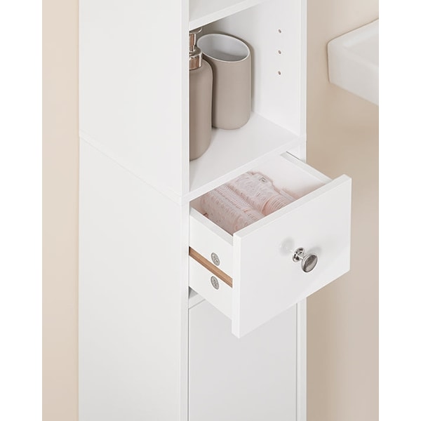Rootz Tall Badeværelse Skab - Opbevaringsskab - Badeværelsesarrangør - Justerbare hylder - 20x180x20cm - MDF E1 - Højglans hvid
