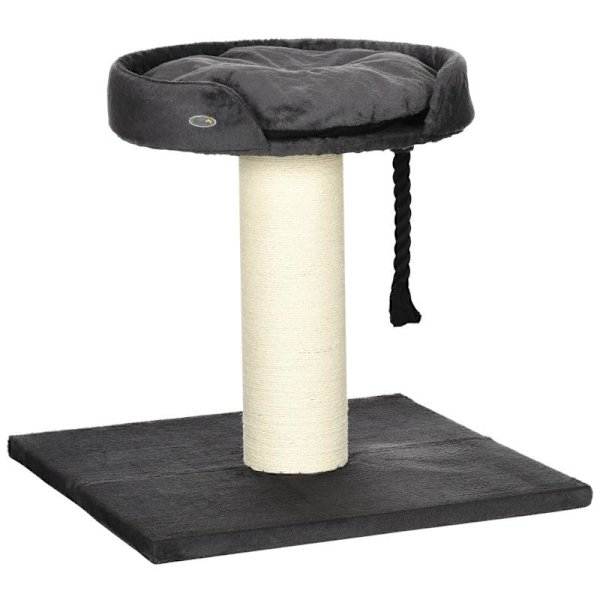 Rootz Kradsestolpe - Kattetræ - Kradser - Med katteseng - Legetov - Mørkegrå/Naturlig - 80cm x 80cm x 78cm