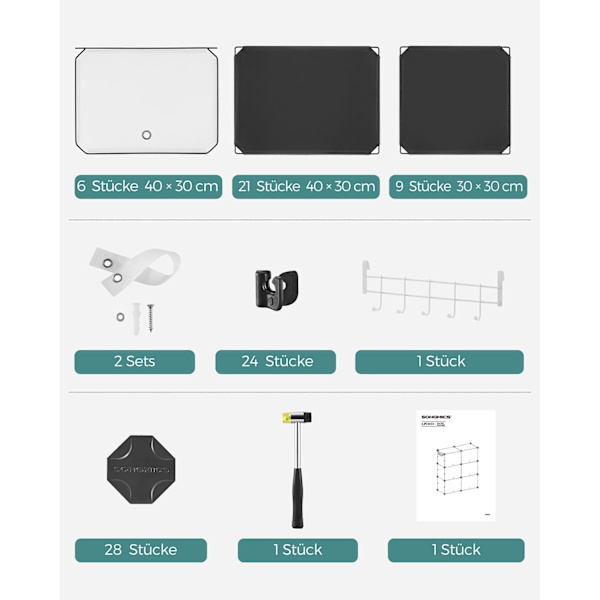 Rootz 9 Cube Storage Organizer - Sort - ABS-plastik - Stålramme - Rummelige rum - Nem montering - 32cm x 124cm x 94cm