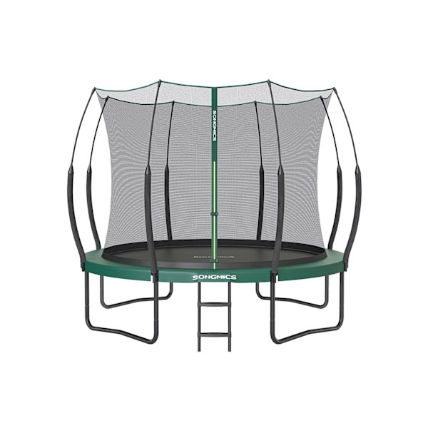 Rootz 12ft studsmatta med skyddsnät - Jungle Green - Utomhusstudsmatta - Galvaniserat stålstomme - Glasfiberstolpar - 305cm x 256cm x 76cm - Maxbelast
