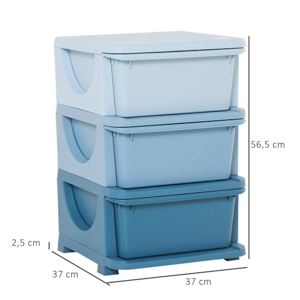 Rootz barnesædebænk med opbevaringsplads - Blå - Pp - 14,57 cm x 14,57 cm x 22,24 cm