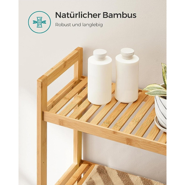 Rootz Bamboo toilethylde - Organizer til badeværelset - Opbevaringsstativ - Miljøvenlig - Pladsbesparende - Nem montering - Naturlige farver - 26 cm x
