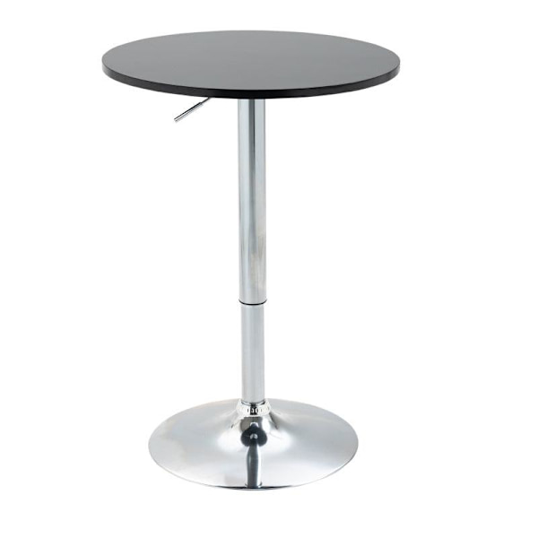 Rootz-baaripöytä - Moderni pyöreä ruokapöytä - 360° Kääntyvä pöytä - Bistropöytä - Korkeussäädettävä - Teräs - Musta - Ø61 x 70-90 cm