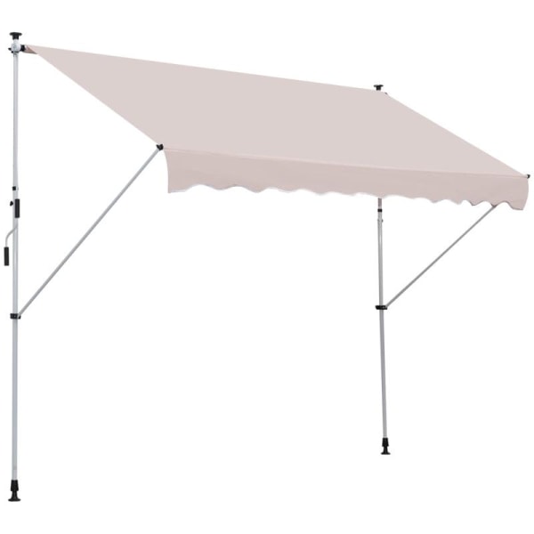 Rootz Markis - Ledarmsmarkis - Klämmarkis - Solskydd - Fällarm Handvev - Balkong - Beige - 300 x 150 cm