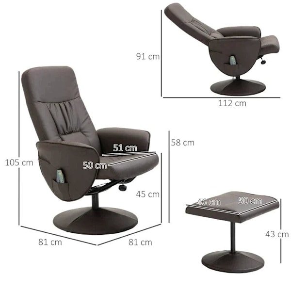 Rootz Relaxation Tuoli Jalkarahalla - Makaava toiminto - Hierontatuoli - Hierontatoiminnolla varustettu tv-tuoli - Lepotuoli - Ergonominen tuoli 10 tä