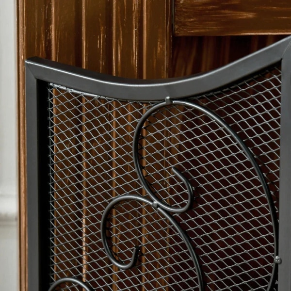Rootz eldstadsskydd - Spark Guard - Vintage Design - Flexibelt justerad - Robust metallram - Svart - 66cm X 31cm X 81cm