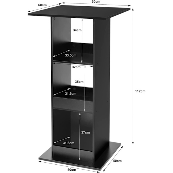 Rootz Barbord med hylder - Spisebord - Opbevaringsskab - Pladsbesparende - Massivt træmateriale - 60cm x 60cm x 112cm - Lys Eg + Hvid