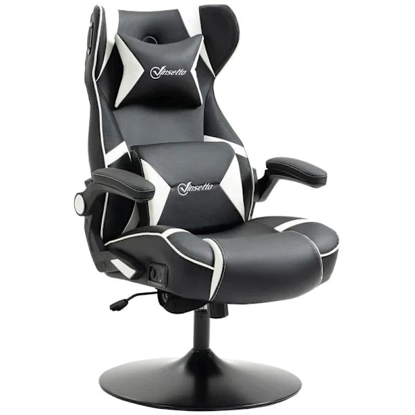 Rootz Gaming Chair - Integrerade högtalare - Tiltbart ryggstöd - Svart + Vit - 69 x 73 x 118cm