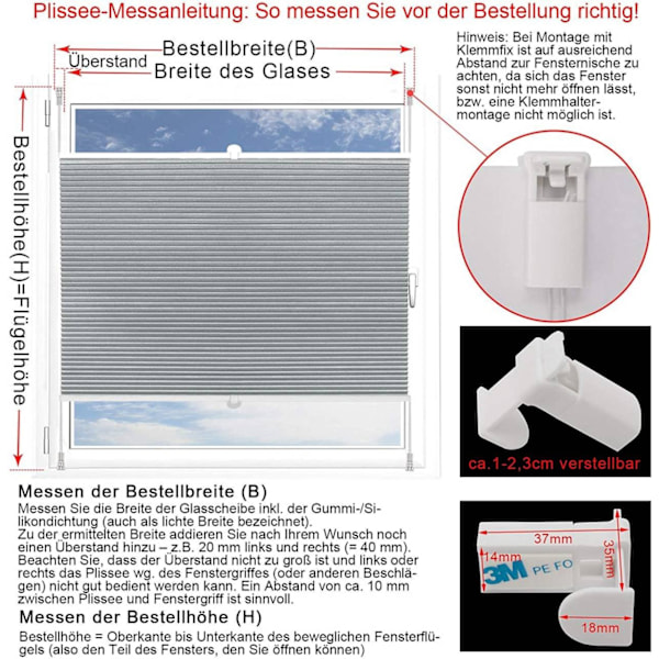 Rootz Dobbelt plisserede Honeycomb Persienner - Privatpersienner - Lysblokerende skærme - Energieffektiv - Børnesikker - Let at rengøre - 45-120 cm x