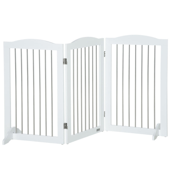 Rootz PawHut Folding Dog Barrier - Pet Gate - Justerbart Hundehegn - Holdbar MDF - 154cm x 30cm x 80cm - Hvid