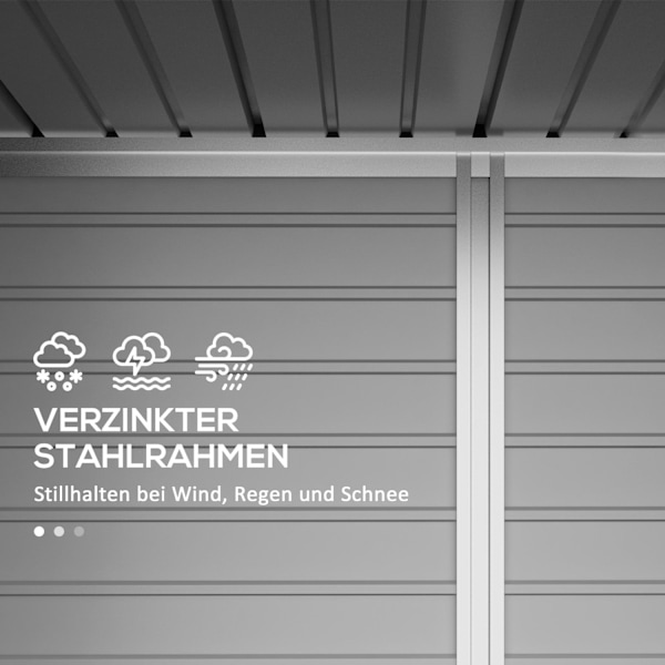Rootz Steel Garden Tool Shed - Opbevaringsskur - Udstyrshus - Sikker opbevaring - 249b x 121t x 166/183h cm