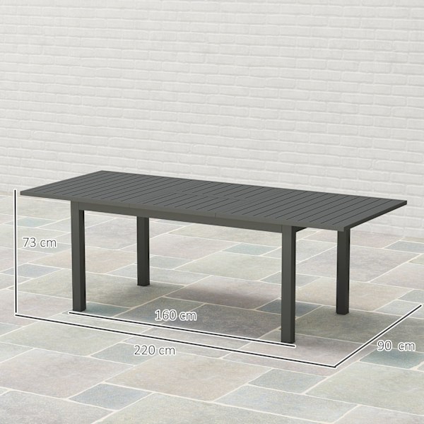 Rootz Garden Table - Utomhusbord - Utdragbart bord - Väderbeständig design - 160/220L x 90W x 73H cm