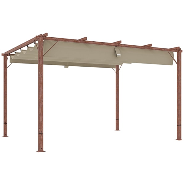 Rootz 3x4m Garden Pergola - Justerbart terrasstak - utomhuspaviljong - UPF30+ Solskydd - 382x300x232cm