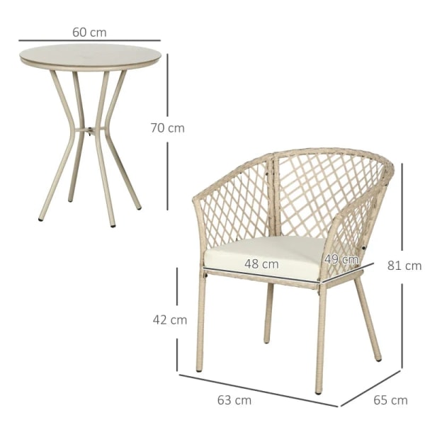 Rootz Havemøbelsæt - 2 Stole - Bordhærdet - Glasbordplade - Sæde