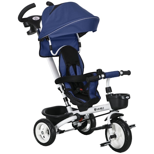 Rootz 6-i-1 trehjuling för barn - Trike för barn - Småbarnscykel - Push Bar - Solskydd - Reflexremsor - 112 cm x 50 cm x 104 cm - Mörkblå