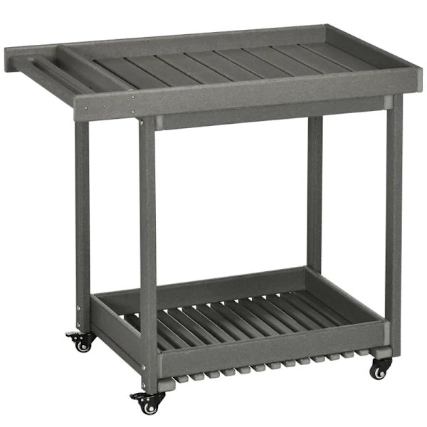 Rootz Serveringsvagn med handduksställ - 1 bottenhylla - 4 hjul - Mörkgrå - 87cm x 50cm x 80cm