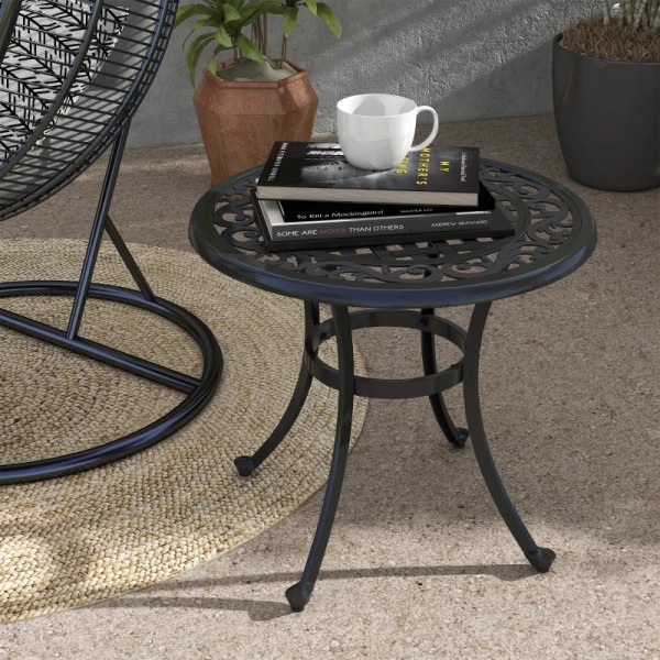 Rootz Garden Table - Lounge Pöytä - Parvekepöytä - Sivupöytä - Vintage Design - Valettu alumiini - Musta - 60 X 60 X 53 cm