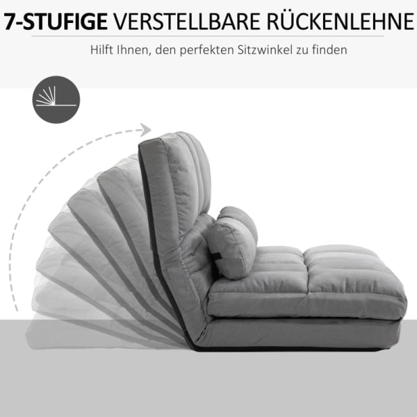 Rootz 2-i-1-gulvstolseng - Justerbart ryglæn - Sovesofa - Høj komfort - Holdbar stålramme - 102L x 73W x 53H cm (Sofa) / 102L x 167W x 11H cm (Senge)