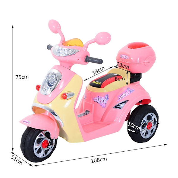 Rootz elektrisk barnmotor - Rosa, Gul - Pp, Metall - 42,52 cm x 20,08 cm x 29,53 cm