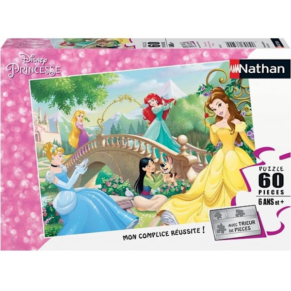 Puzzle 60 kappaletta Disney-prinsessoja - Nathan - Mitat 36x26cm - FSC-sertifioitu Flerfärgad