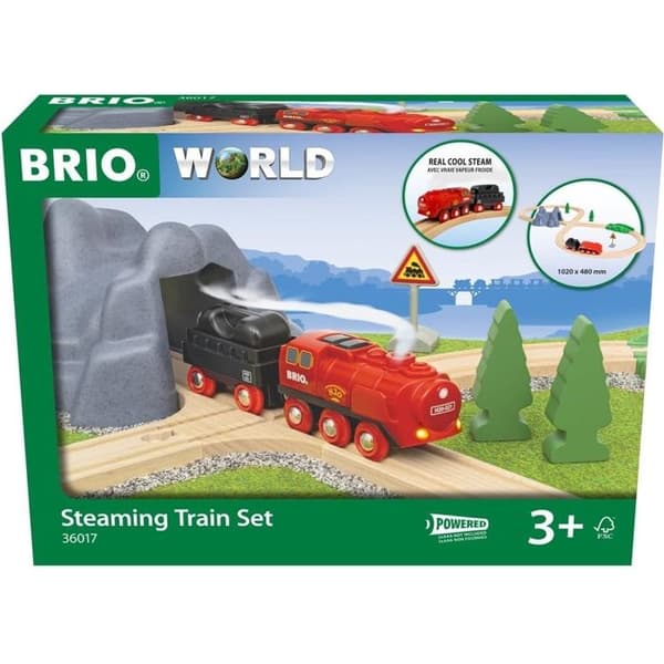 Ångbatteri Lokomotivkrets - BRIO World - 36017 - Träkrets - Röd Röd