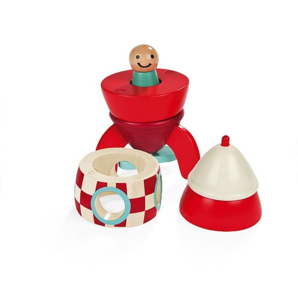 magnetisk kit raket i trä Röd