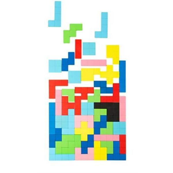 Tetris träpussel - LITEN FOT - 114 bitar - Geometriska mönster - Flerfärgad - Från 3 år Flerfärgad