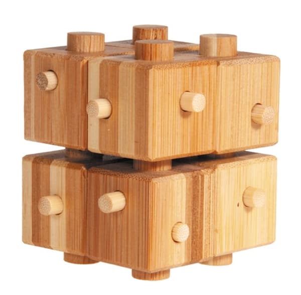 Fridolin - Bambus puslespil Cube og stang brun