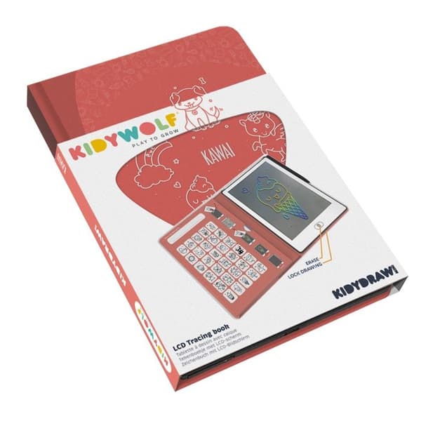 KIDYWOLF KIDYDRAW Mini Ritplatta - Kawai Tema - Utbildande - Från 4 år Röd