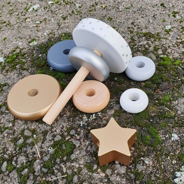 JaBaDaBaDo - Puu pyramidi peli Silver - ELEMENTS FOR KIDS Grå