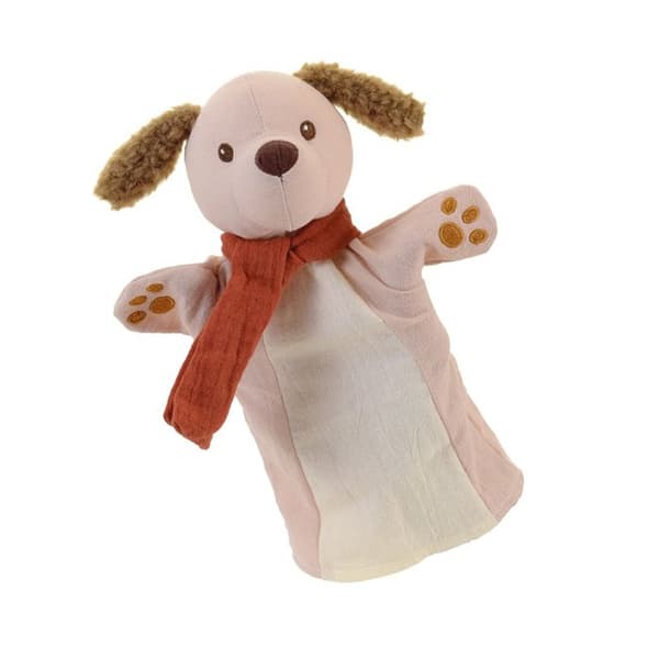 Hunddocka i broderad bomull beige