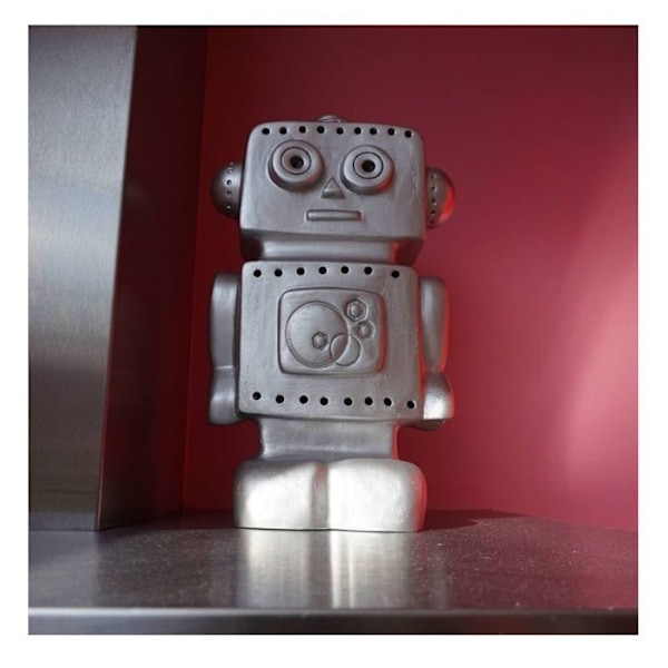 Silver robotlampa - EGMONT - För bebisar från 3 år - 38x6x29cm - Batterier Grå