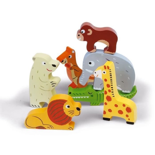 JANOD Wooden Zoo Puzzle 7 st - Från 18 månader - Djur - Motorik och fantasi