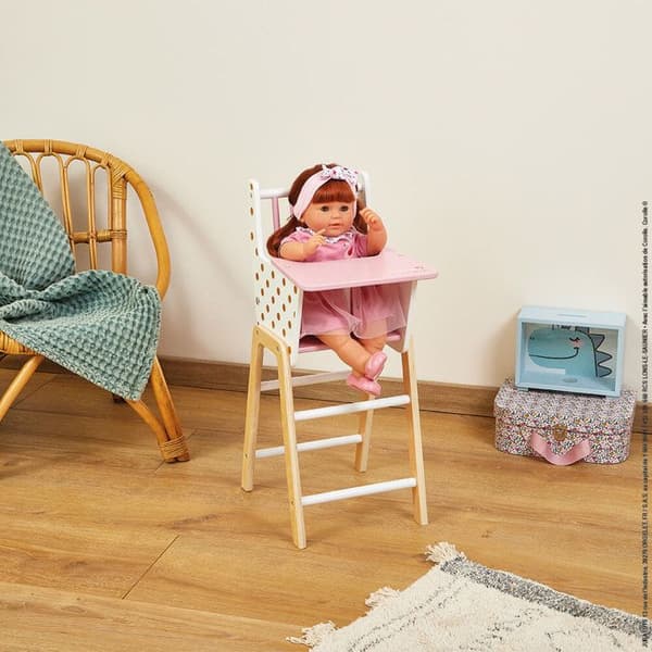 Højstol til Dukker / Dukkebørn Candy Chic Vit/rosa