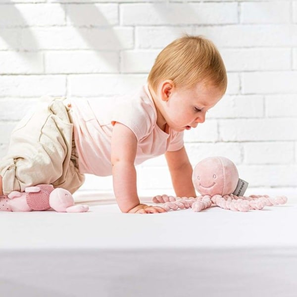 NATTOU Babytäcke Pieuvre Lapidou - 23 cm - 100% polyester - Rosa Rosa