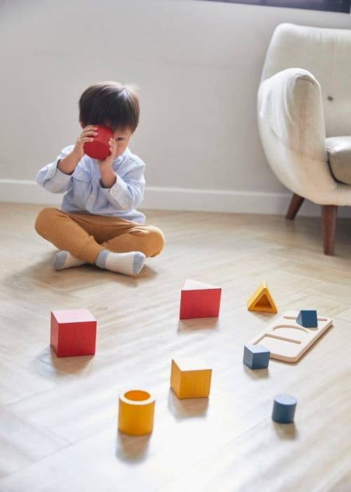 Plan Toys - Puslespil med 3 former - TROUSSELIER Röd