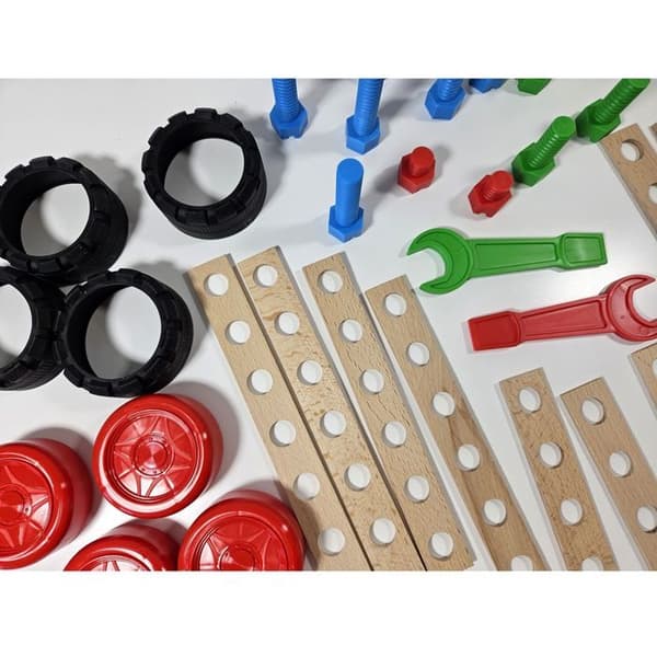 Rakennusleikki - ALEXANDER TOYS - Constructor Junior 3x1 - Buggy - 90 osaa - Pyökki - Alkaen 4 vuotta beige