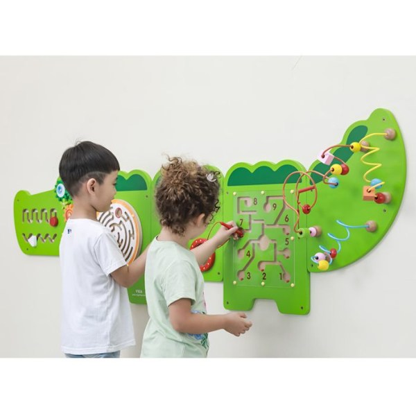 Viga Toys - Wandspeelbord - Krokodil - Activity-Center - Längd 1,87 meter